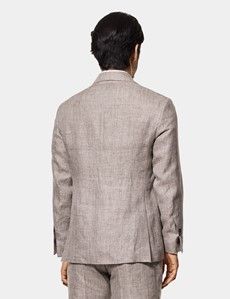 Tailored Fit Brown Melange 1913 Linen Suit Jacket