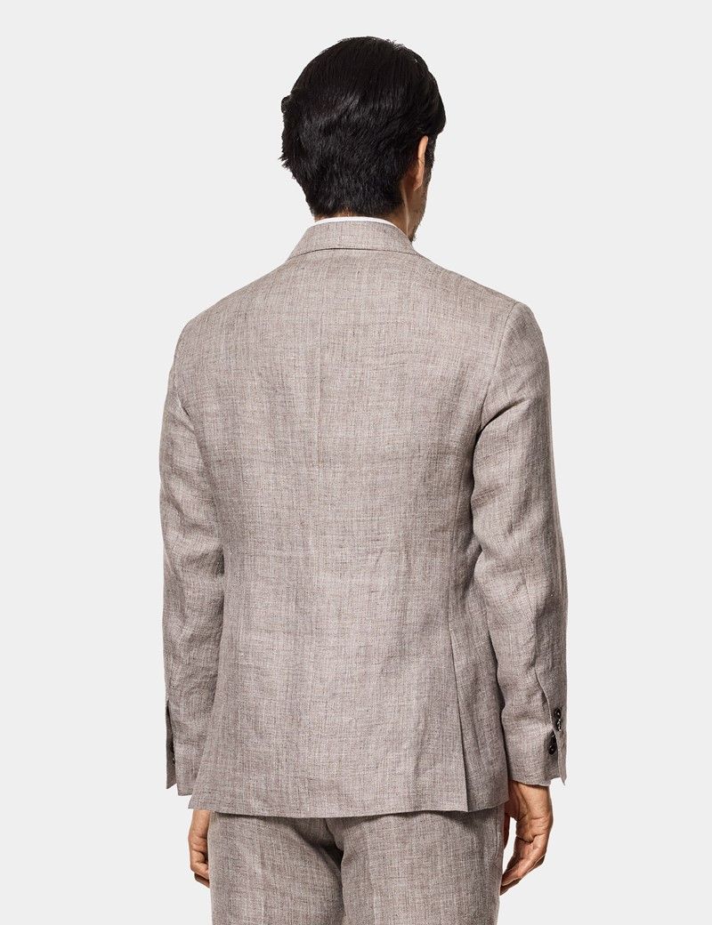 Tailored Fit Brown Melange 1913 Linen Suit Jacket thumbnail 5