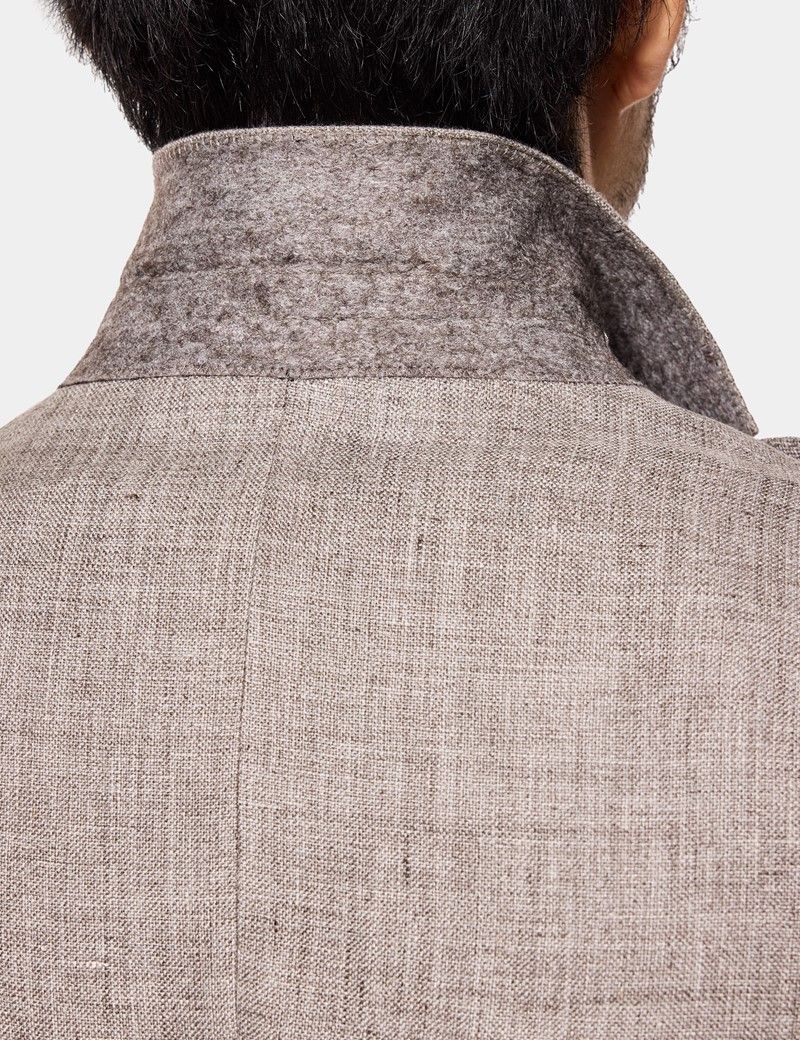 Tailored Fit Brown Melange 1913 Linen Suit Jacket thumbnail 6