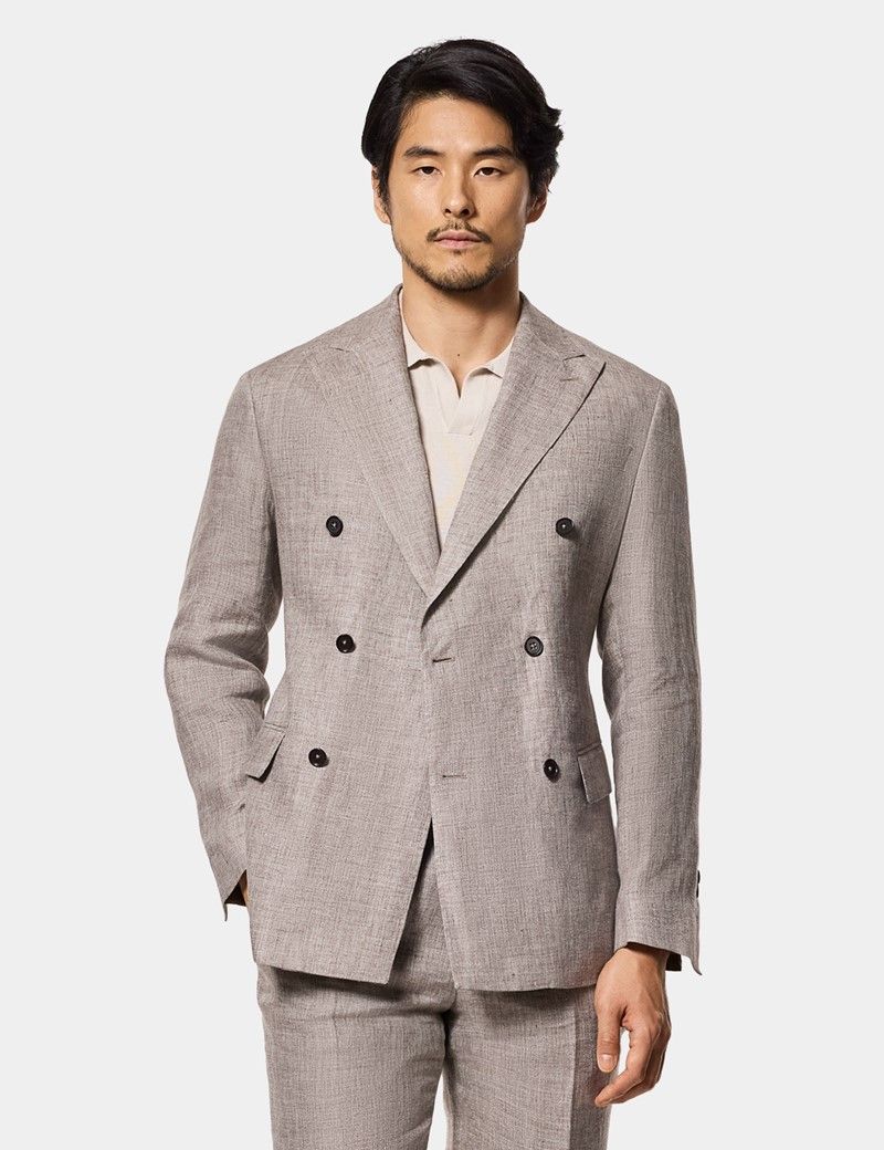 Tailored Fit Brown Melange 1913 Linen Suit Jacket