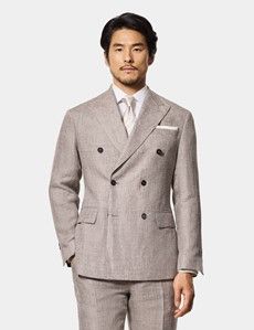 Tailored Fit Brown Mélange 1913 Linen Suit