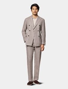Tailored Fit Brown Mélange 1913 Linen Suit