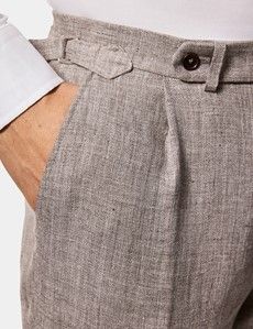 Tailored Fit Brown Mélange 1913 Linen Suit