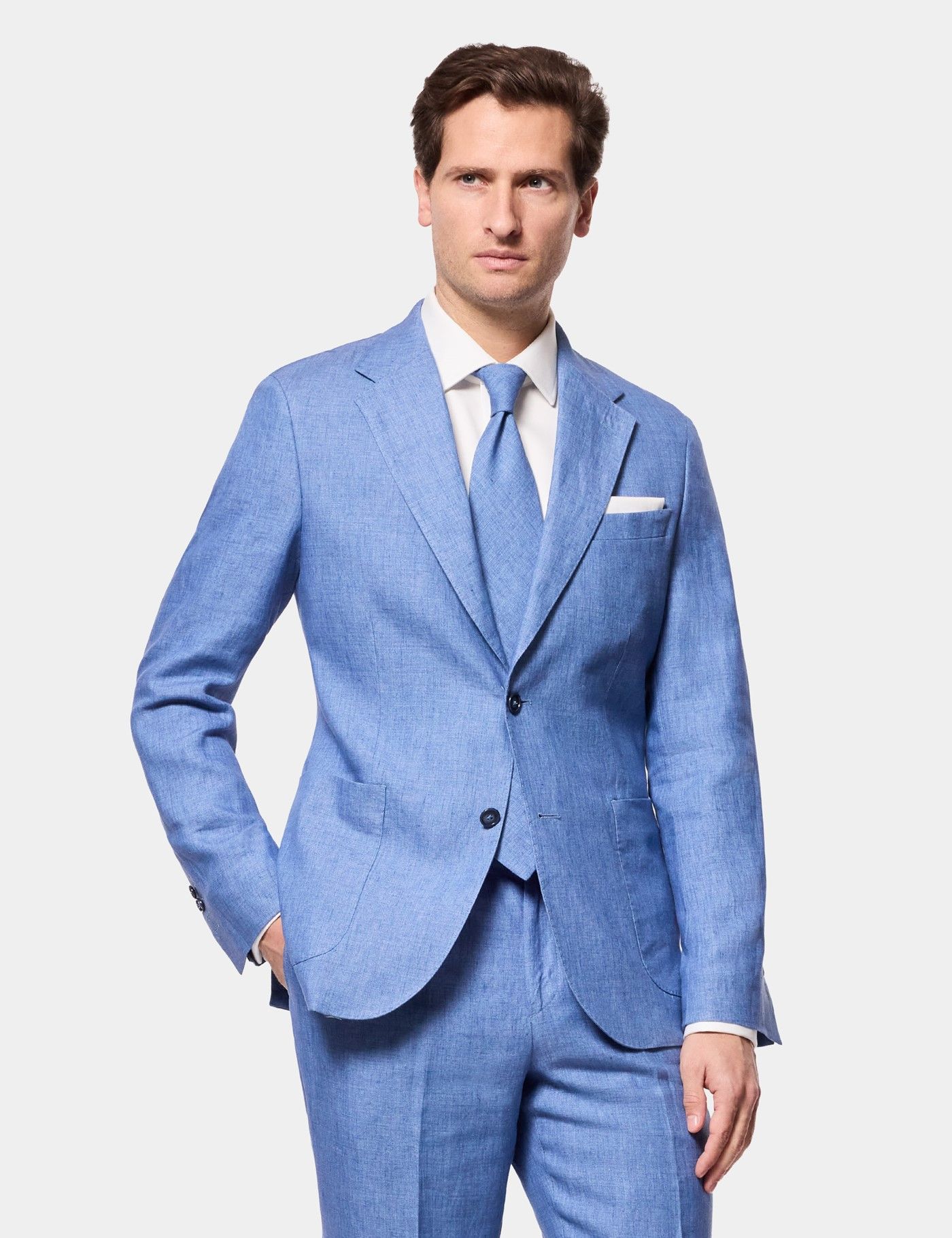 Hawes & Curtis Tailored Fit Denim Blue 1913 Linen Suit | Plain | Men's Hawes & Curtis Tailored Fit Denim Blue 1913 Linen Suit | Plain | Men's