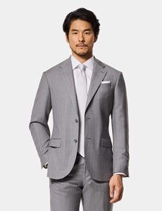 Tailored Fit Light Grey Stripe 1913 Suit Jacket
