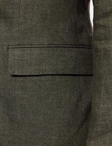 Tailored Fit Dark Green Hopsack 1913 Suit Jacket