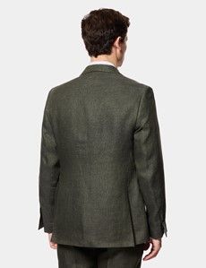 Tailored Fit Dark Green Hopsack 1913 Suit Jacket