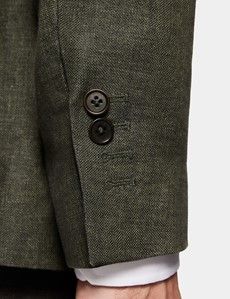 Tailored Fit Dark Green Hopsack 1913 Suit Jacket