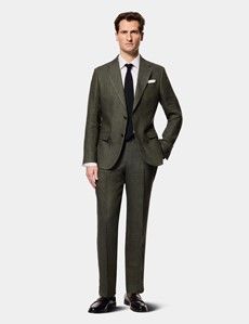 Tailored Fit Dark Green Hopsack 1913 Suit Jacket