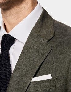 Tailored Fit Dark Green Hopsack 1913 Linen Suit