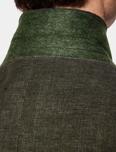 Tailored Fit Dark Green Hopsack 1913 Linen Suit