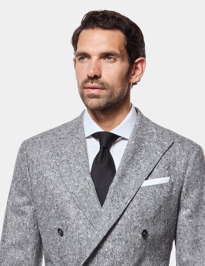 Tailored Fit Black & White Tweed 1913 Suit Jacket thumbnail 2