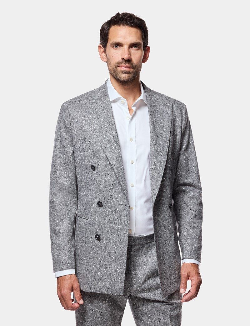 Tailored Fit Black & White Tweed 1913 Suit Jacket thumbnail 3