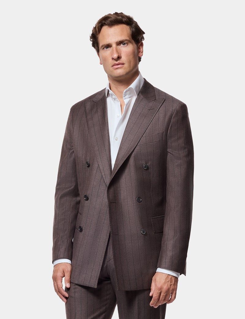 Tailored Fit Brown Stripe 1913 Suit Jacket thumbnail 3