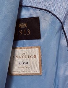 Light Blue Herringbone Linen Italian Tailored Suit Jacket- 1913 Collection-preview6