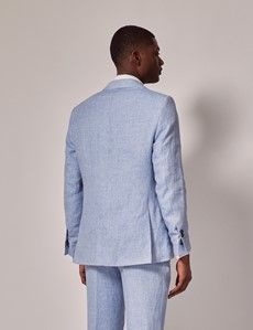 Light Blue Herringbone Linen Italian Tailored Suit Jacket- 1913 Collection-preview7