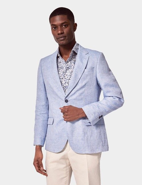 Tailored Fit Light Blue Herringbone 1913 Suit Jacket