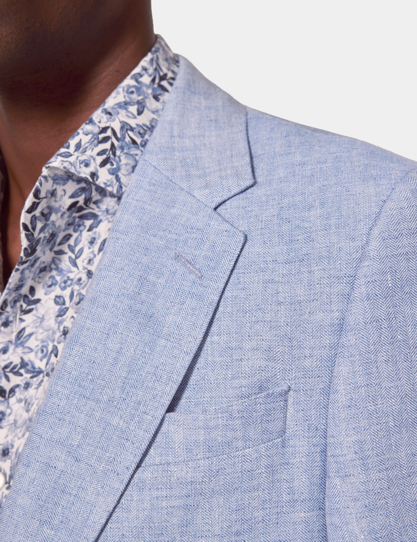 Tailored Fit Light Blue Herringbone 1913 Suit Jacket-preview