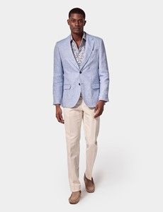 Tailored Fit Light Blue Herringbone 1913 Suit Jacket-preview7