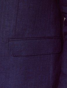 Tailored Fit Royal Blue Herringbone 1913 Linen Suit Jacket
