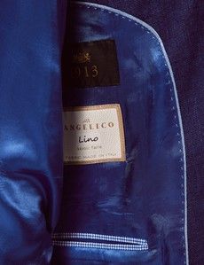 Tailored Fit Royal Blue Herringbone 1913 Linen Suit Jacket