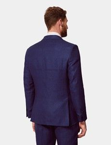 Tailored Fit Royal Blue Herringbone 1913 Linen Suit Jacket