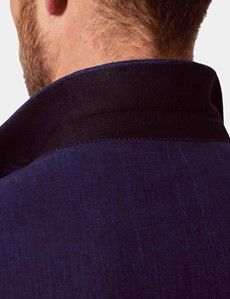 Tailored Fit Royal Blue Herringbone 1913 Linen Suit Jacket