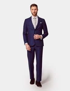 Tailored Fit Royal Blue Herringbone 1913 Linen Suit Jacket