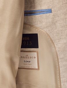 Natural Herringbone Linen Italian Tailored Suit Jacket - 1913 Collection-preview3