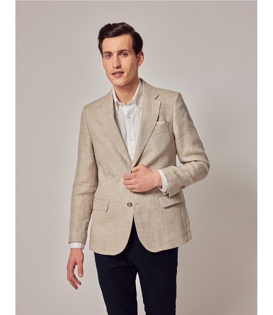 Herringbone Tailored Linen Italian Suit Jacket - 1913 Collection | Hawes  and Curtis