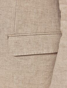 Natural Herringbone Linen Italian Tailored Suit Jacket - 1913 Collection-preview2