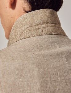 Natural Herringbone Linen Italian Tailored Suit Jacket - 1913 Collection-preview5