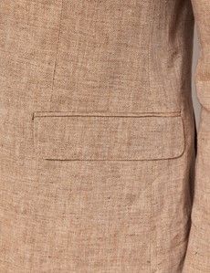 Beige Herringbone Linen Tailored Italian Suit Jacket - 1913 Collection-preview6