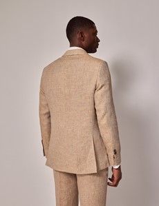 Beige Herringbone Linen Tailored Italian Suit Jacket - 1913 Collection-preview8