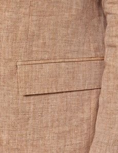Sand Herringbone Linen Tailored Italian Suit Jacket - 1913 Collection-preview2