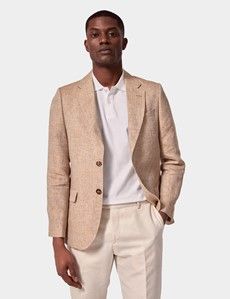 Tailored Fit Sand Herringbone 1913 Suit Jacket