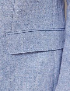 Light Blue Herringbone Linen Tailored Italian Suit - 1913 Collection-preview3