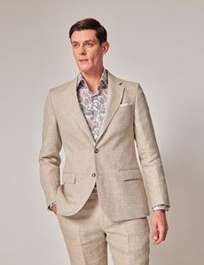 Natural Herringbone Linen Tailored Italian Suit - 1913 Collection-preview2