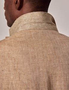 Beige Herringbone Linen Tailored Italian Suit - 1913 Collection-preview5