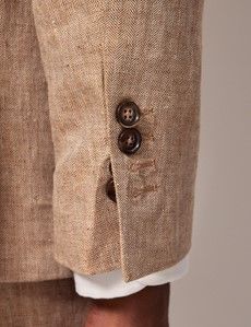 Beige Herringbone Linen Tailored Italian Suit - 1913 Collection-preview6