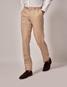 Beige Herringbone Linen Tailored Italian Suit - 1913 Collection-preview7
