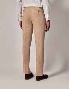Beige Herringbone Linen Tailored Italian Suit - 1913 Collection-preview9