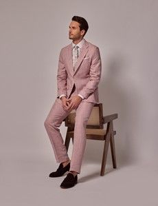 Pink Herringbone Linen Italian Tailored Suit - 1913 Collection