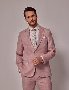 Pink Herringbone Linen Italian Tailored Suit - 1913 Collection-preview1