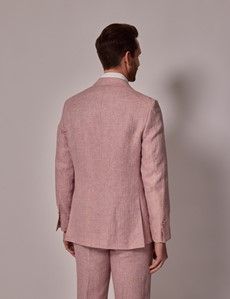 Pink Herringbone Linen Italian Tailored Suit - 1913 Collection-preview5