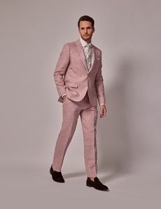 Pink Herringbone Linen Italian Tailored Suit - 1913 Collection-preview11
