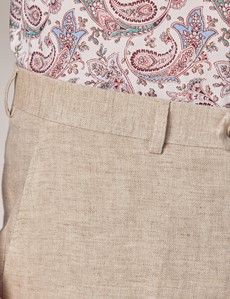 Natural Herringbone 3 Piece Linen Tailored Italian Suit - 1913 Collection-preview11