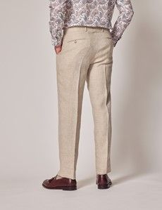 Natural Herringbone 3 Piece Linen Tailored Italian Suit - 1913 Collection-preview12