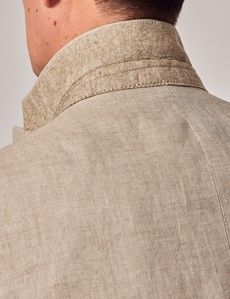Natural Herringbone 3 Piece Linen Tailored Italian Suit - 1913 Collection-preview6