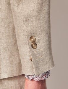 Natural Herringbone 3 Piece Linen Tailored Italian Suit - 1913 Collection-preview7